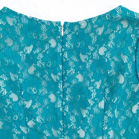 French Connection Teal Lace Long Sleeve Dress - Picture 13 of 14